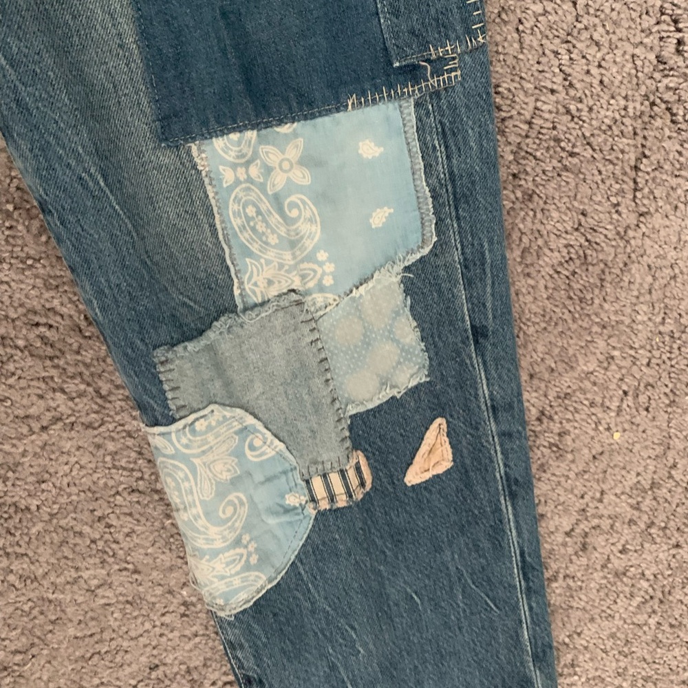 Polo Ralph Lauren Avery Boyfriend heavy Patchwork factory distressed Blue Jeans - Picture 10 of 12